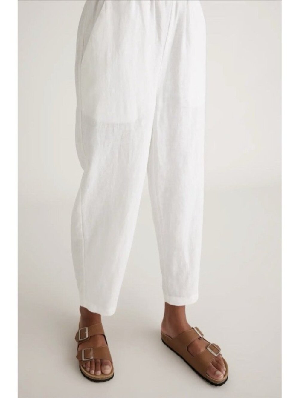 Quince Women’s 100% European Linen Pull On Crop Pants White Size S - Picture 5 of 16